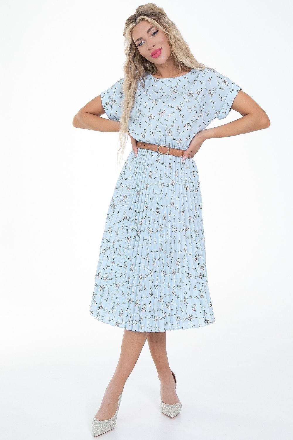 Платье Летнее  (гофре,небесный) Diolche