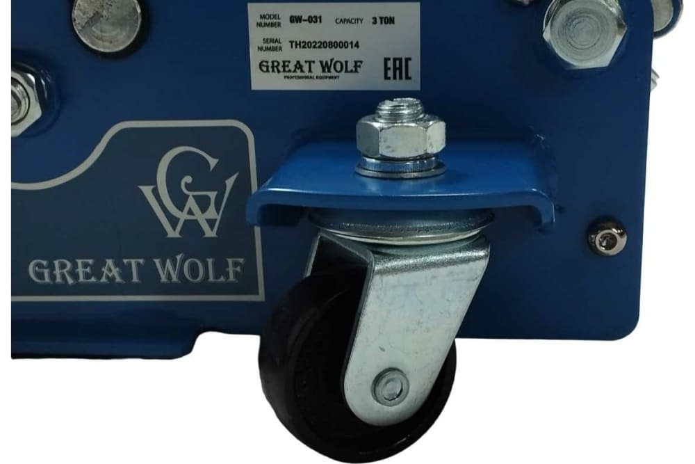Подкатной домкрат 3т GW-031 Great Wolf низкопрофильный гидравлический, 78-505мм