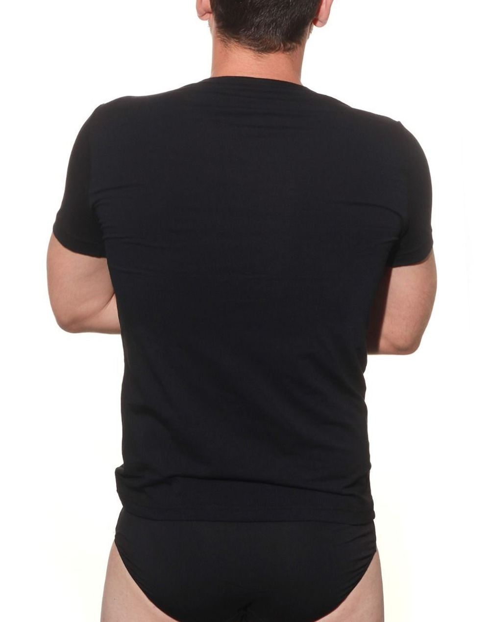 Мужская хлопковая футболка с V-образным вырезом горловины (Размер: XXL) (Цвет: грязно-синий)