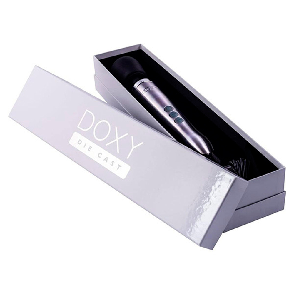Мощный серебряный вибратор-вонд 37см Doxy Die Cast Extra Powerful Massage Wand Vibrator Silver