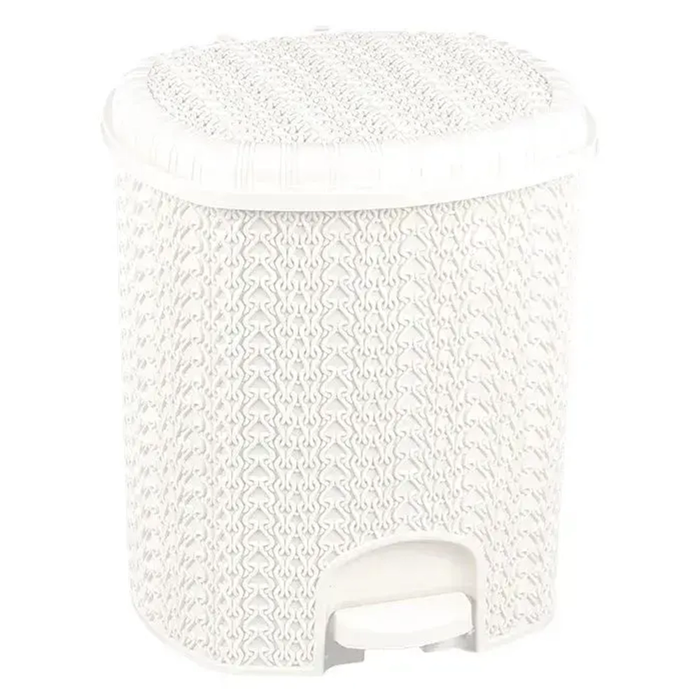 Ведро для мусора с педалью 11л Вязание (Слоновая кость) (комплект 4 шт)