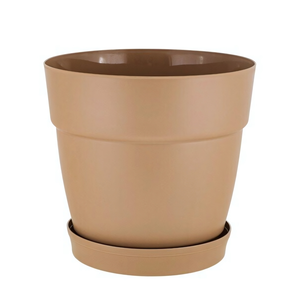 Горшок для цветов InGreen Villa de Fiori с фикс. подд. 4л, D200мм, молочный шоколад
