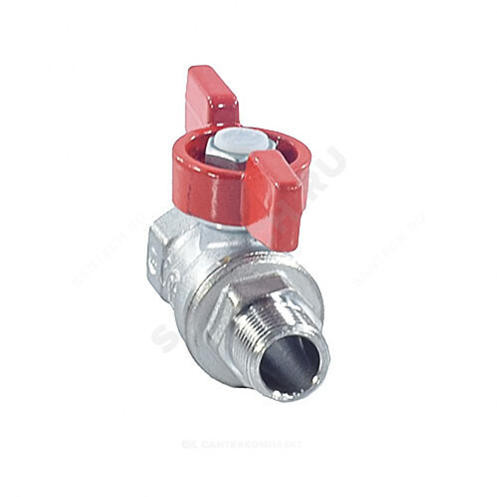Кран шаровой латунь хром R254D Ду 25 Ру42 ВР/НР бабочка красная Giacomini R254X005