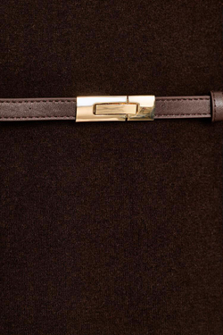 ZARA СВИТЕР ИЗ 100% ШЕРСТИ С ВЫСОКИМ ВОРОТНИКОМ И РЕМНЕМ, ШОКОЛАДНЫЙ