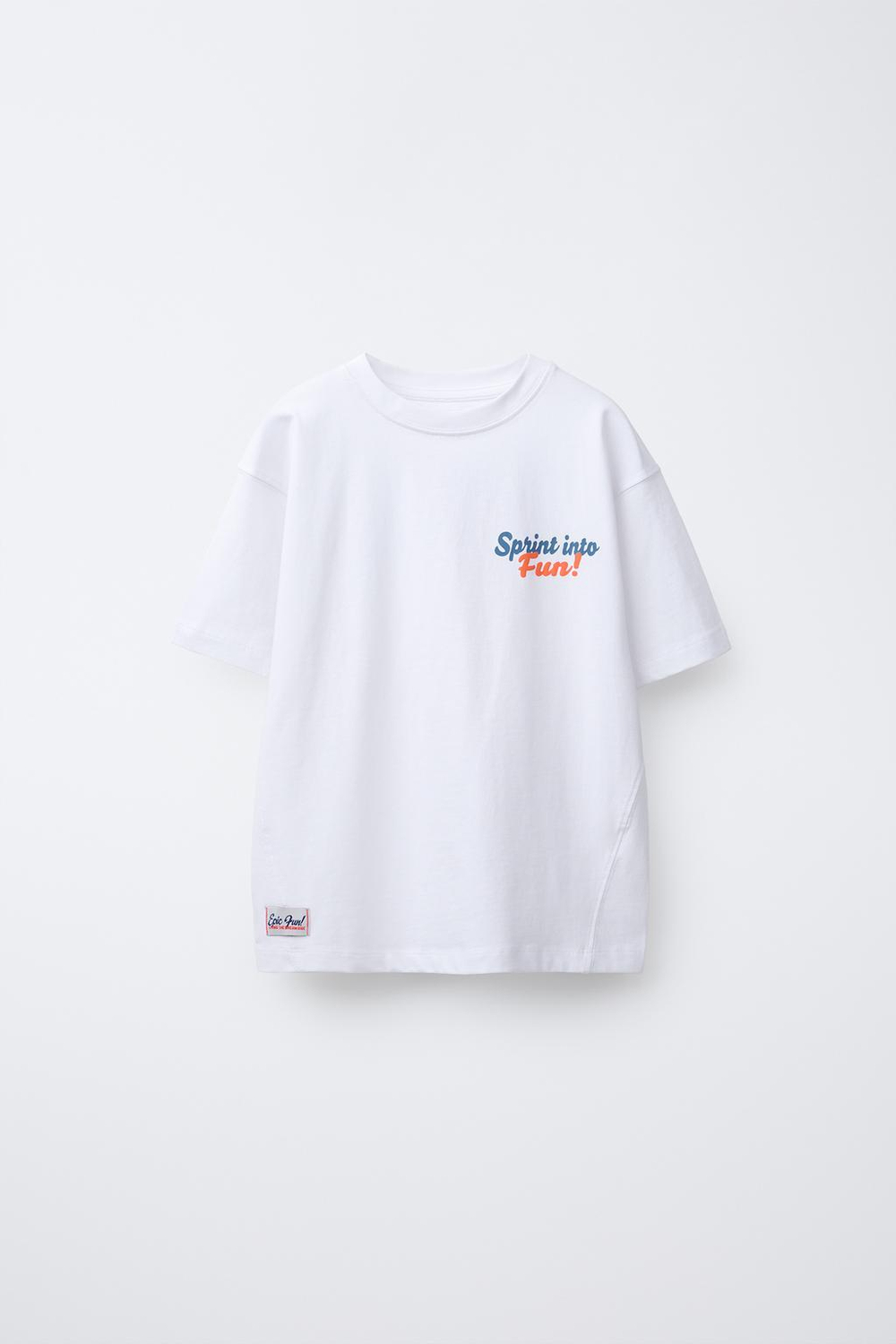 ZARA ФУТБОЛКА С НАДПИСЬЮ И НАШИВКОЙ, БЕЛЫЙ