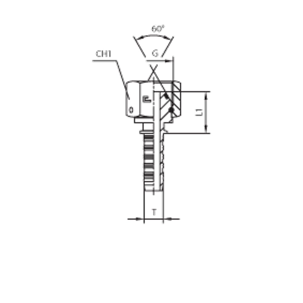Фитинг DN 12 BSP (Г) 1/2 (накидная гайка) (o-ring)