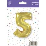 Шар (40"/102 см) Цифра, 5, Золото, 1 шт. в упак.