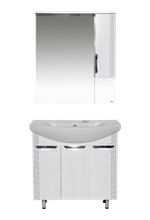 Тумба MISTY Престиж - 80  прямая белая серебряная патина c умывальником