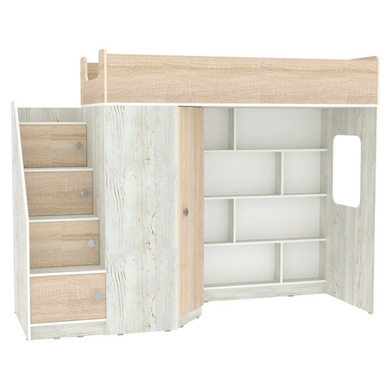 Кровать-чердак КарИВи Л-В602.3 80х190 Винтерберг Дуб Сонома