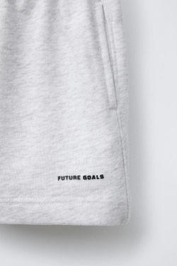 ZARA ШОРТЫ С НАДПИСЬЮ, СЕРЫЙ С МЕЛАНЖЕВЫМ ЭФФЕКТОМ