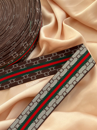 Тесьма Гучч. 30 мм. темно-коричневая жаккард