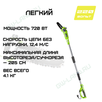 Высоторез/Сучкорез электрический Greenworks Арт. 20147, 720 Вт, 20 см