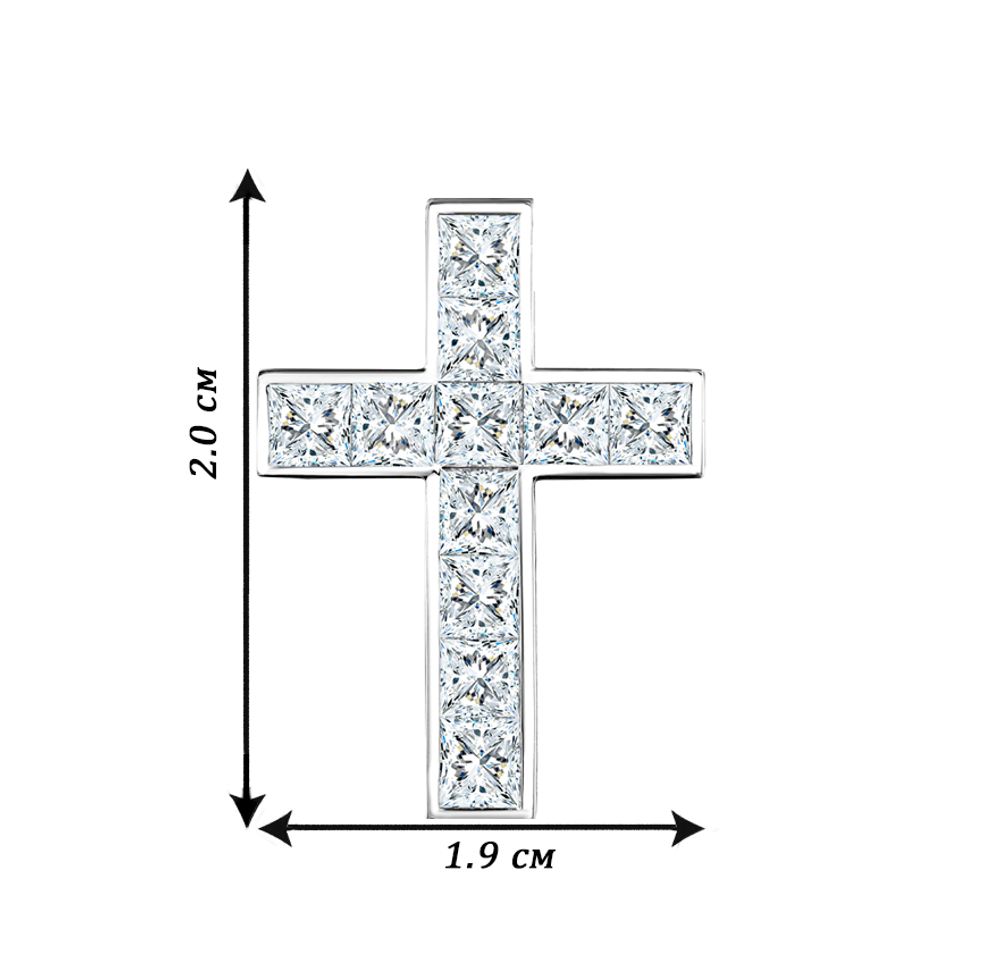 Колье-крест с бриллиантами огранки "принцесса" общей массой 1.161 ct
