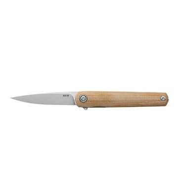 Нож скл."FLAME LIGHT", ст.Bohler M390,кл.StoneWash,drop point, рук.,беж.микарта,клипса Stainless, чехол сумка