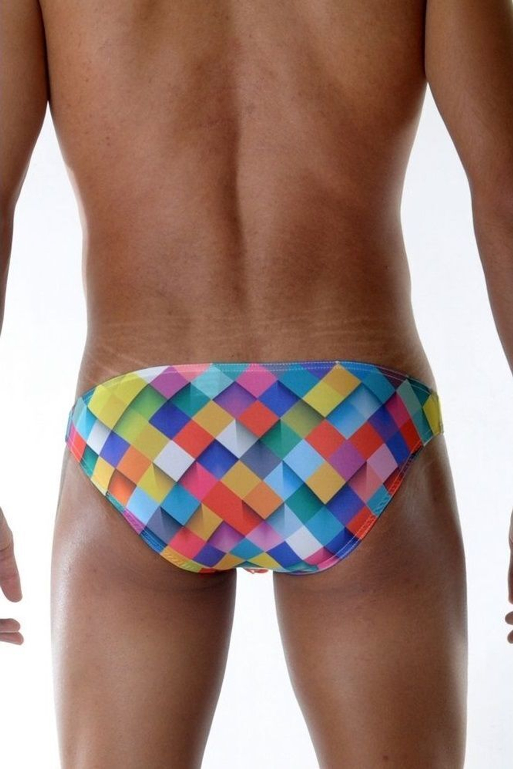 Мужские трусы-слипы с цветным геометрическим принтом (Размер: S) (Цвет: разноцветный)