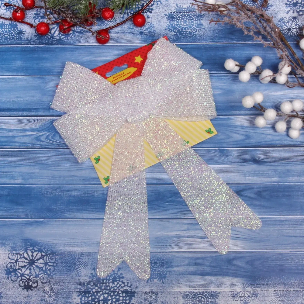 Бант на елку «Перламутр» 17*26см, белый