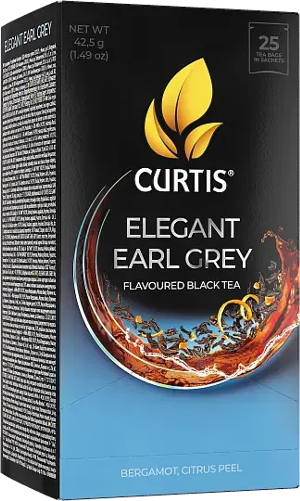 Curtis Elegant Earl Grey, чёрный чай с бергамотом, 25 × 1,7г. Кёртис