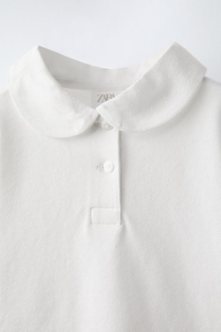 ZARA КОМБИНИРОВАННОЕ ПОЛО ИЗ ТКАНИ ПИКЕ, БЕЛЫЙ