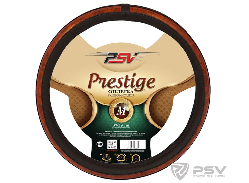 Оплетка руля M PSV Adamant (Prestige) Fiber экокожа вставка под дерево черная