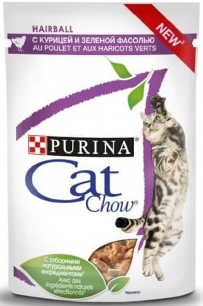 Влажный корм Cat Chow® для кошек с курицей и зеленой фасолью в соусе, контроль образования комков шерсти, Пауч 85 г