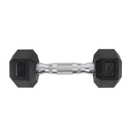 Гантель TORRES 2,5 кг, PL519025, металл в резиновой оболочке, форма шестигранник, черный