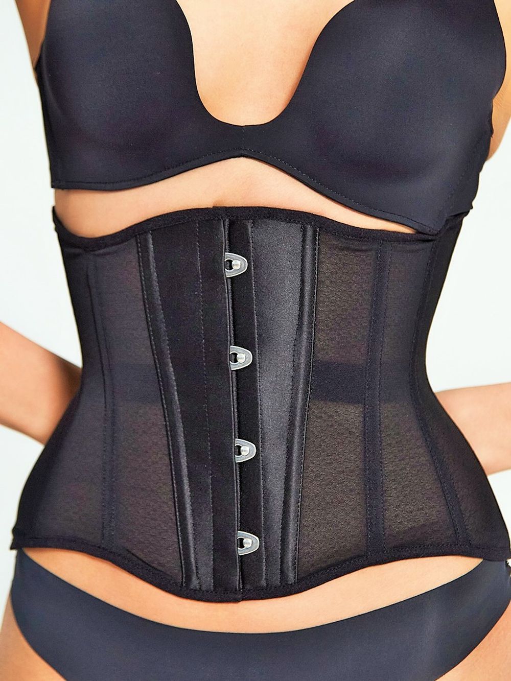 Черный прозрачный корсет MINI