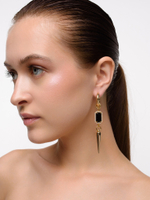 Серьги "Star pearl thorn" c черным агатом Gold