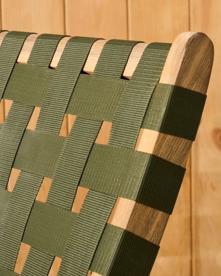 Складное кресло Chabeli из массива акации и шнура зеленого цвета La Forma Испания 