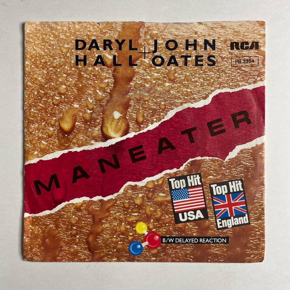 Винтажная виниловая пластинка LP Daryl Hall and John Oates Maneater B/W Delayed Reaction (Germany 1982) 7 дюймов, 45 RPM, Single