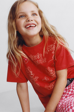 ZARA ФУТБОЛКА MINNIE MOUSE © DISNEY, КРАСНЫЙ