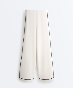 OYSHO Широкие брюки из модала с контрастной окантовкой, экрю