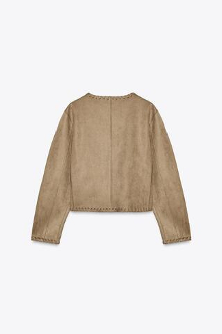 ZARA КУРТКА ИЗ ИСКУССТВЕННОЙ ЗАМШИ С ПЛЕТЕНОЙ ОТДЕЛКОЙ, РЫЖЕВАТО-КОРИЧНЕВЫЙ