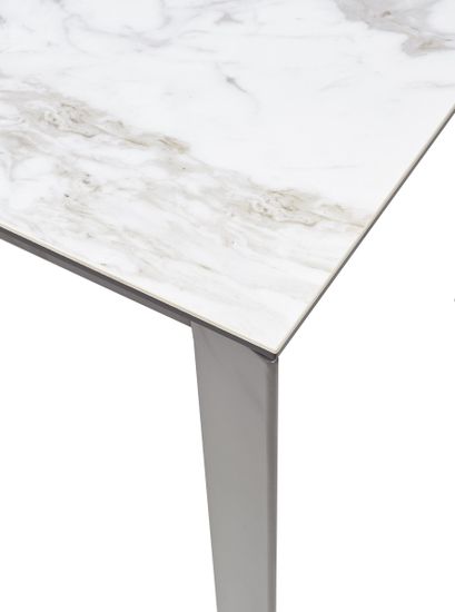 Стол CORNET 120 VOLAKAS WHITE Белый мрамор глянцевый, керамика/grey