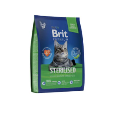Сухой корм для стерилизованных кошек BRIT PREMIUM Cat Sterilised Chicken с курицей, 2 кг