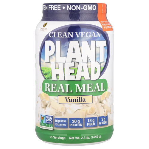 Genceutic Naturals, Plant Head, источник растительного белка, ваниль, 1050 г (2,3 фунта)