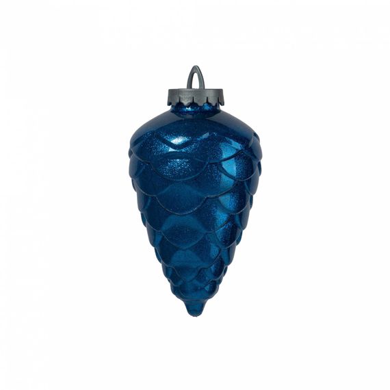 Шишка пластиковая 250 мм., синяя, с глиттером лакированная, BigDecor (801001)