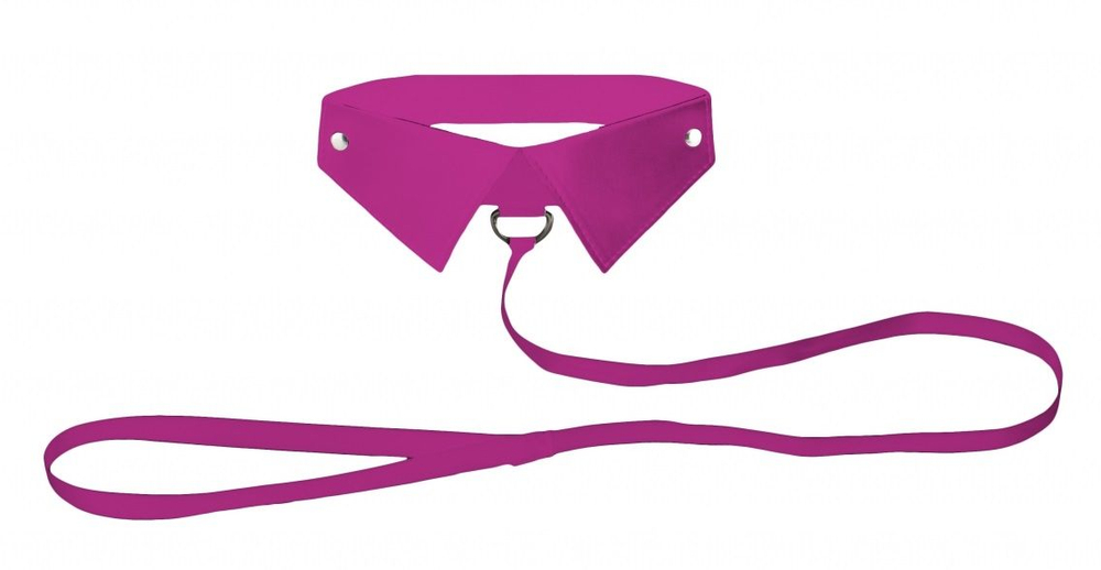 Розовый кожаный воротник с поводком Pink OUCH! (Цвет: розовый)