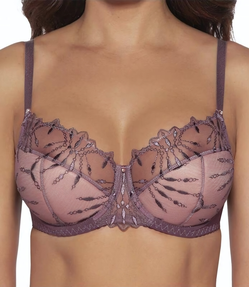 Бюстгальтер на косточках с изысканной вышивкой (Размер: 75G) (Цвет: кофейный)