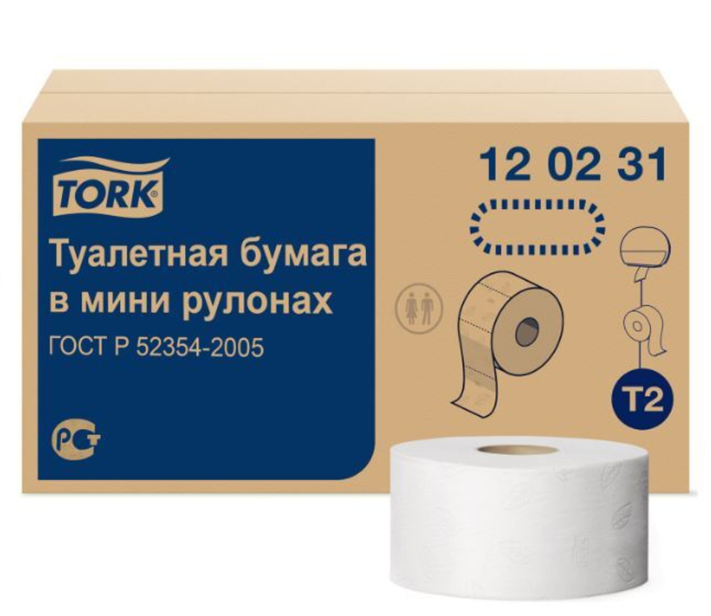 Бумага туалетная 170 метров, TORK (Система T2) ADVANCED, 2-слойная, белая, КОМПЛЕКТ 12 рулонов, 120231