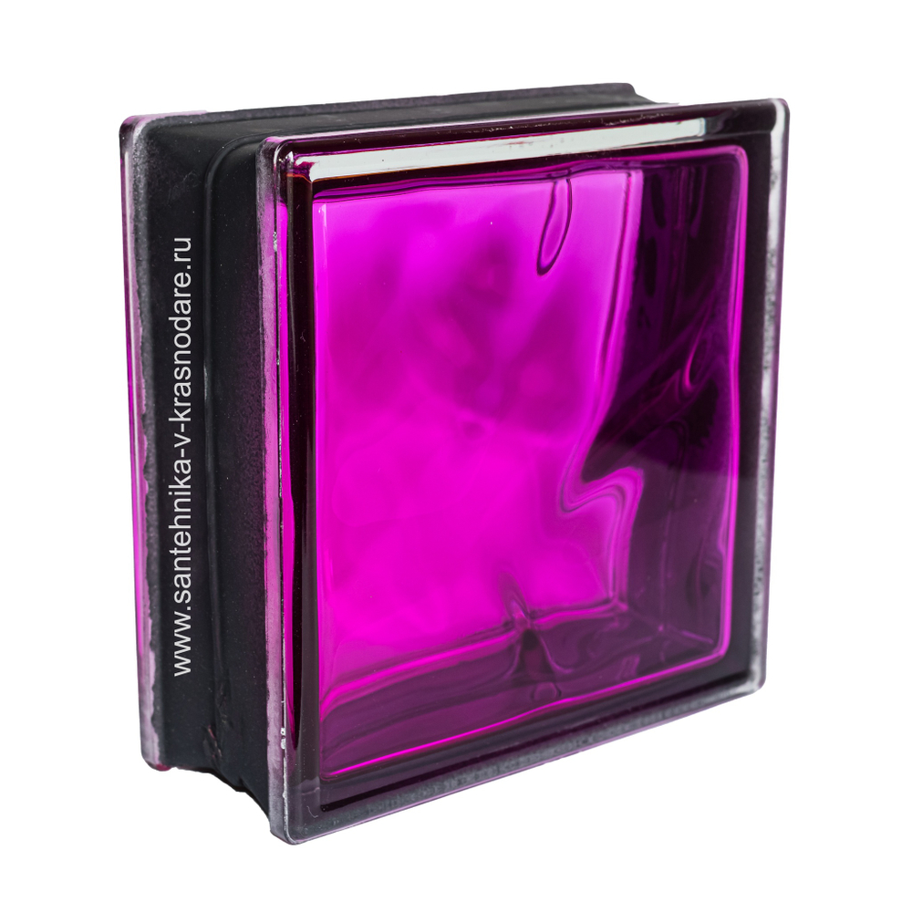 Купить  Стеклоблок малиновый волна  черный бриллиант  Vitrablok  19х19x8