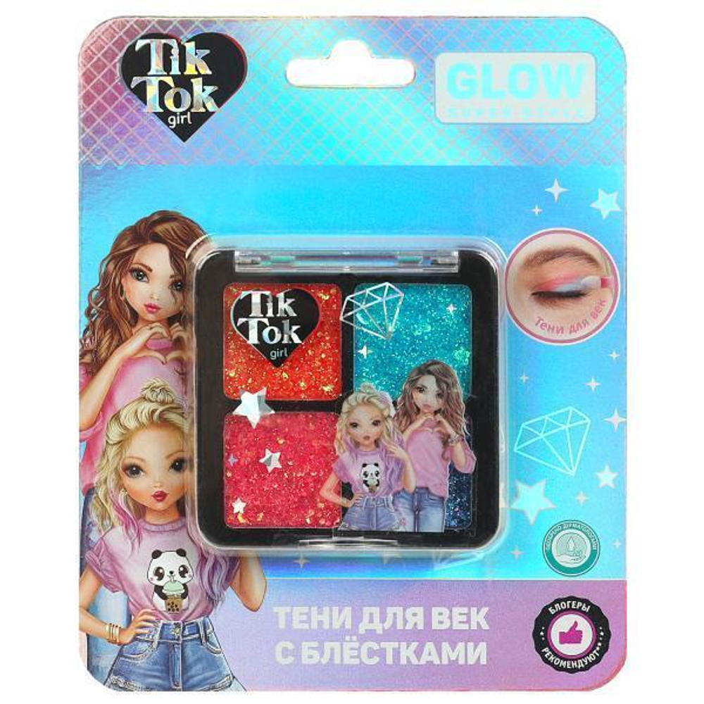 Тени д/век 4цв. 5г. с блестками YS98095-TTG (Tik tok girl)