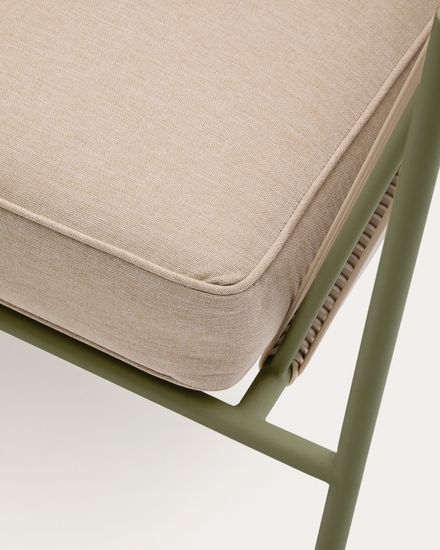 Уличный 2-х местный диван Zivia из веревки цвета экрю и стали зеленого цвета La Forma Испания