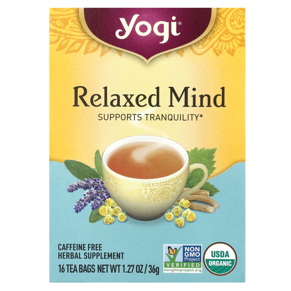 Yogi Tea, Relaxed Mind, чай без кофеина, 16 чайных пакетиков, 32 г (1,12 унции)