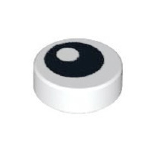 Плитка круглая 1 x 1 с черным глазом и узором зрачка 98138pb007 White