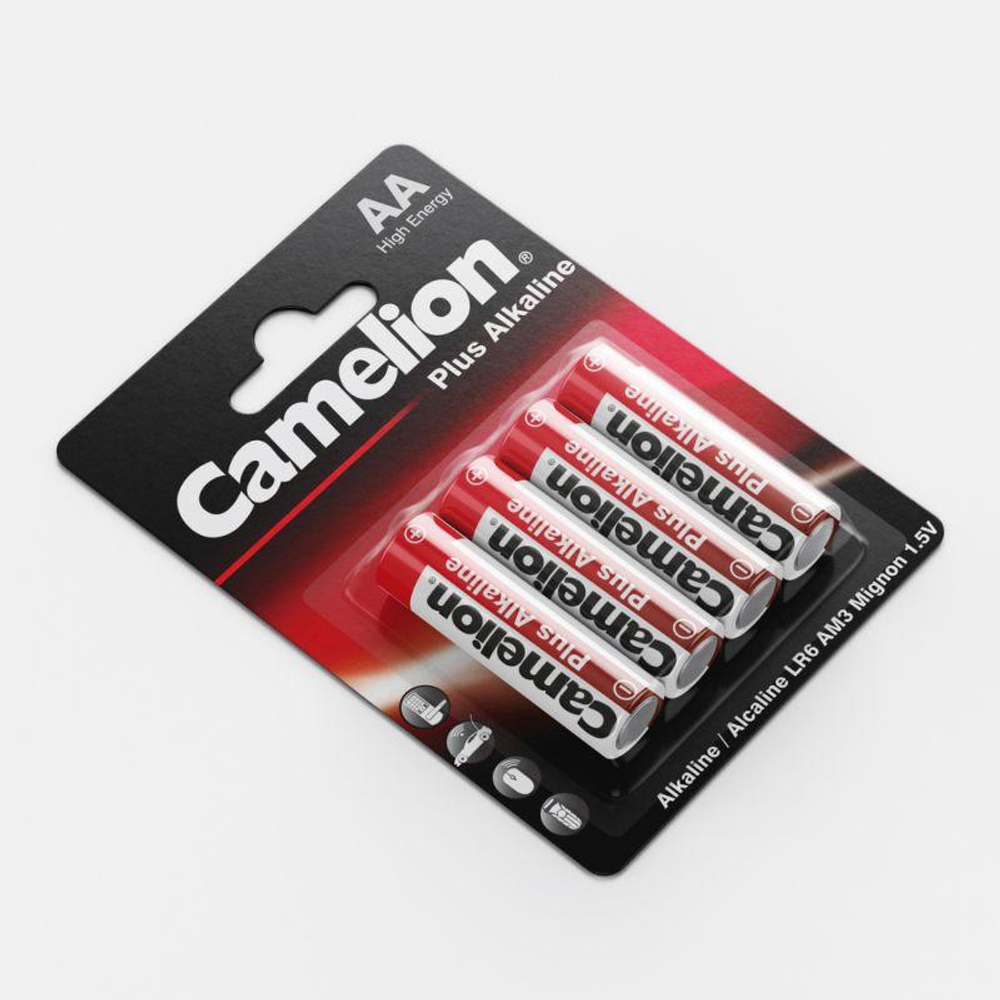 Элемент питания алкалиновый AA/LR6 1.5В Plus Alkaline LR6-BP4 (блист.4шт) Camelion 7370