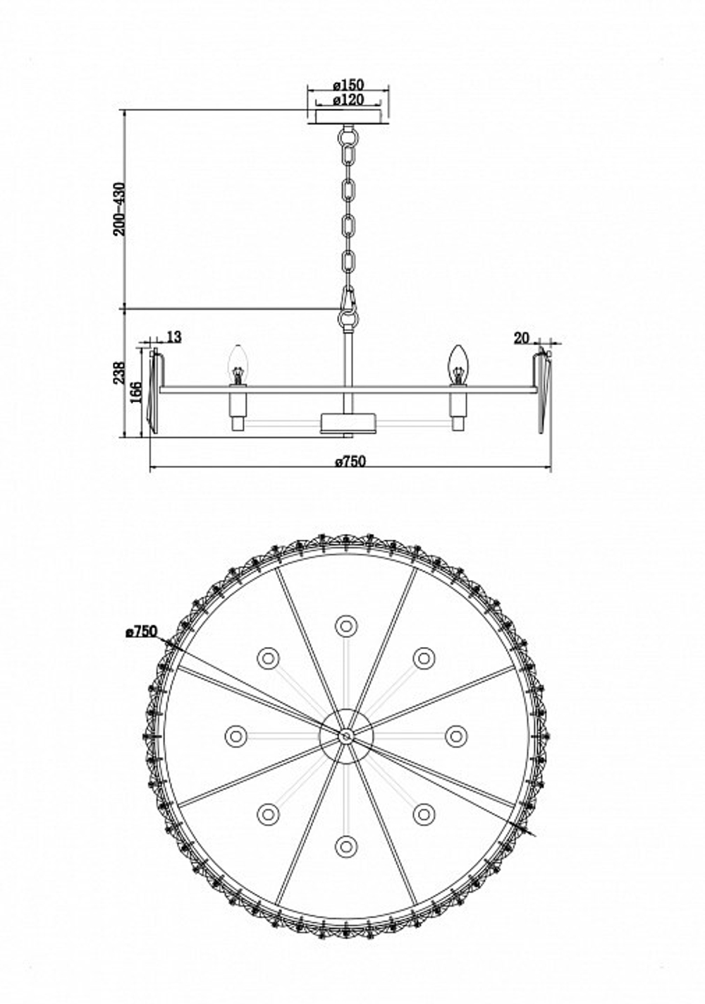 Люстра подвесная Maytoni Puntes MOD043PL-08CH