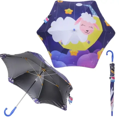 Зонт детский безопасный «KidsZontik», Барашек, светоотраж. элементы, плотный винил, длина 65см, d-90см