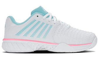 Женские кросовки для Padel K-Swiss Express Light 3 Padel - white/soft neon blue/neon buble gum