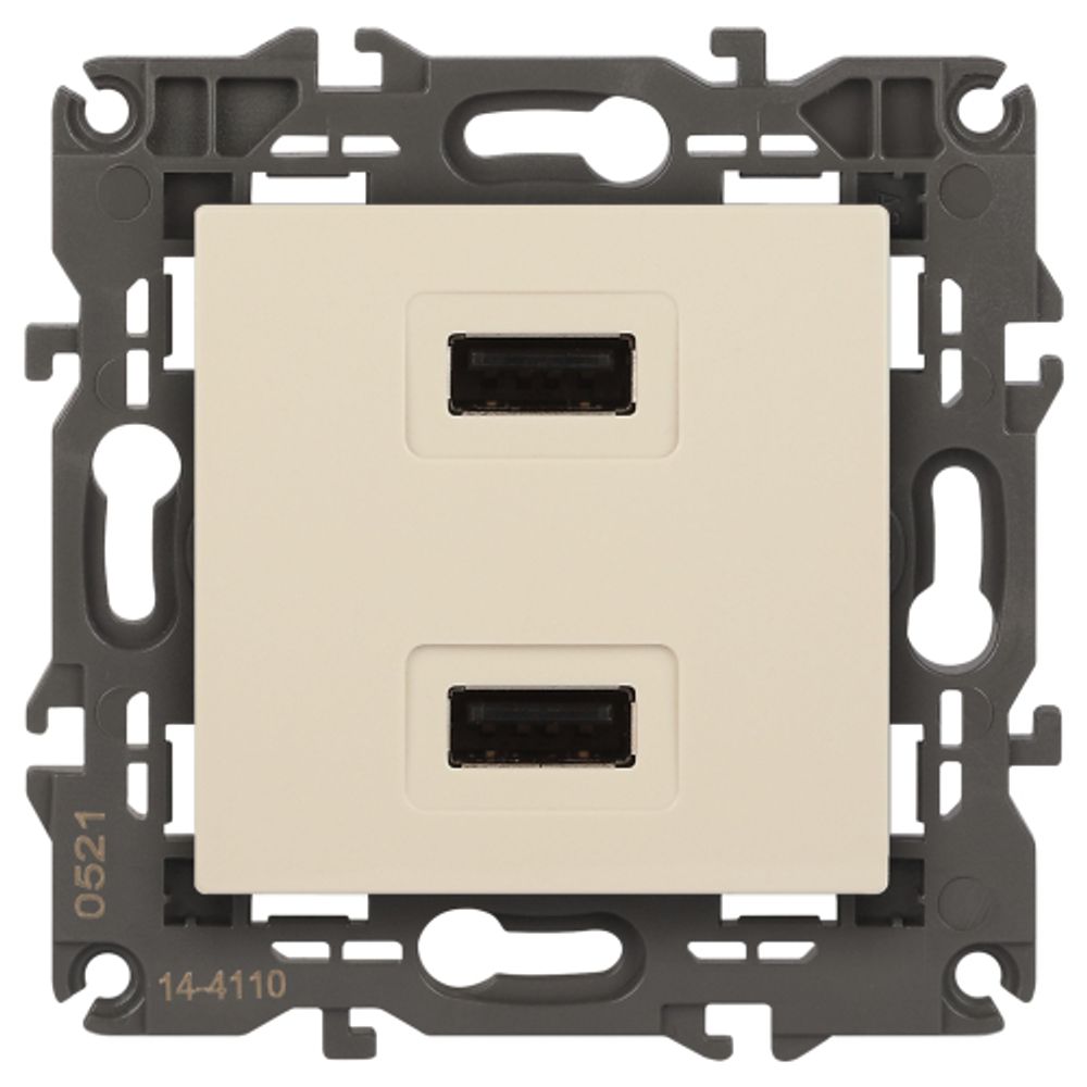 14-4110-02 ЭРА Устройство зарядное USB, 230В/5В-2100мА, IP20, Эра Elegance, сл.кость