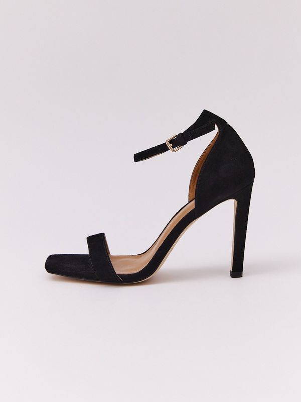 Босоножки на высоком каблуке из замши, черный